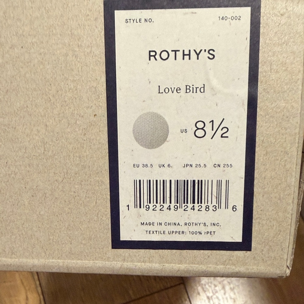 Rothy's Ivory Flats with Black Strap and Blue Lining - Picture 4 of 4